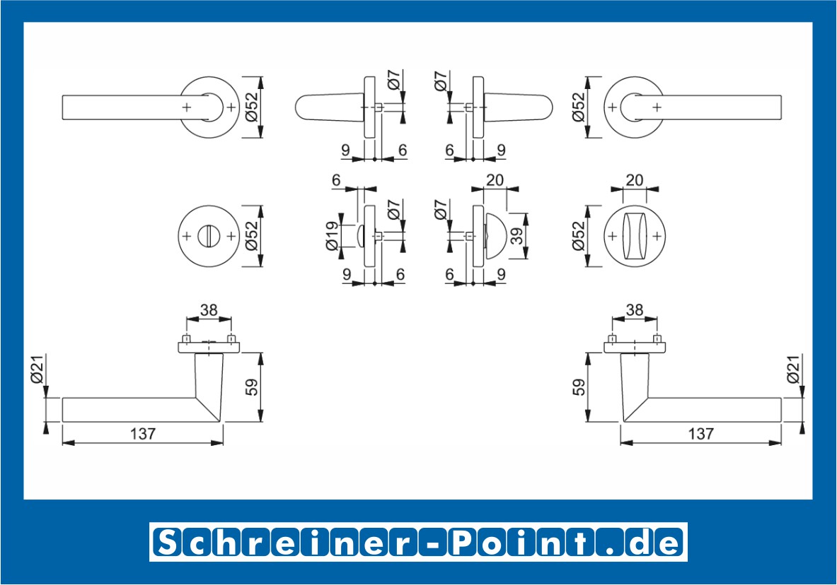 Hoppe Amsterdam Aluminium Rosettengarnitur F1 Natur 1400/42KV/42KVS, 3389293, 1773603, 3389314, 1773654, 3389322, 1773671, 3390454